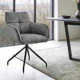 Brayden Studio® Aivils Velvet Stainless Steel Arm Chair Upholstered/Velvet in Gray/Black, Size 33.0 H x 25.0 W x 25.0 D in | Wayfair