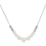 Cultured Freshwater Pearl (4-6mm) & Textured Bead 18" Statement Necklace In Sterling Silver - Metallic - Macy's Necklaces