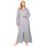 Plus Size Women's Hooded Fleece Robe by Dreams & Co. in Heather Grey Multi Dot (Size 1X)