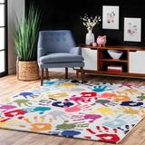 Orren Ellis Runner Ruell Hand-Loomed White/Yellow/Red Area Rug Polypropylene in Red/Yellow, Size 29.0 W x 0.25 D in | Wayfair