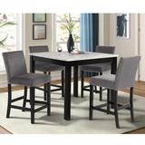 Ivy Bronx Quirke 4 - Person Counter Height Dining Set Wood/Upholstered Chairs in Brown/Gray | Wayfair DC7F47BD560348839B82B2134ECA9797