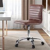 Ebern Designs Desk Chair, Stylish Armless Low Back Stool Look, Made Of Faux Leather in Brown | Wayfair EE140739A11841E6B918158F8510EEB9