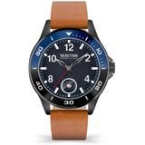 3 Hands Date Tan Synthetic Leather Strap Watch, 47mm - Brown - Kenneth Cole Reaction Watches