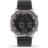 Digital Black Synthetic Leather Strap Watch, 47mm - Black - Kenneth Cole Reaction Watches