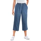 Plus Size Women's 7-Day Denim Capri by Woman Within in Medium Stonewash Polka Dot (Size 18 W) Pants