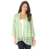 Plus Size Women's Lace Swing Jacket by Roaman's in Green Mint (Size 16 W)