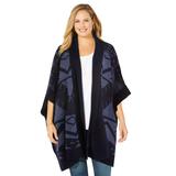 Plus Size Women's Cozy Blanket Ruana Wrap by Catherines in Blue Denim Heather