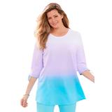 Plus Size Women's French Terry Tie-Sleeve Sweatshirt by Woman Within in Paradise Blue Ombre (Size 22/24)