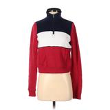 Hollister Sweatshirt: Red Color Block Tops - Women's Size X-Small