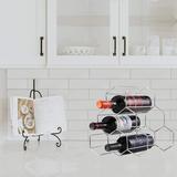 Prep & Savour Kleber 6 Bottle Tabletop Wine Bottle Rack in Silver Metal in Gray, Size 10.8 H x 11.5 W x 7.0 D in | Wayfair