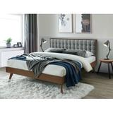 Corrigan Studio® Abril Tufted Solid Wood & Upholstered Low Profile Platform Bed Metal in Gray, Size 41.75 H x 79.0 W x 83.5 D in | Wayfair