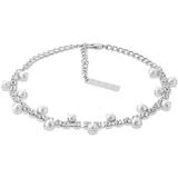 Faux Pearl Blanket Stitch Choker - White - Area Necklaces