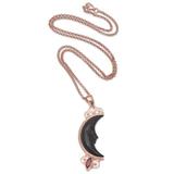 Moonlit Shadow,'Rose Gold-Plated Garnet Pendant Necklace'