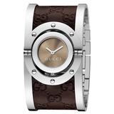 Gucci Accessories | Gucci Twirl Brown Leather Bracelet Watch*New | Color: Brown/Silver | Size: Os