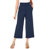 Plus Size Women's Side-Pocket Essential Stretch Yoga Capri Pant by Roaman's in Navy (Size 30/32)