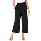 Plus Size Women's Side-Pocket Essential Stretch Yoga Capri Pant by Roaman's in Black (Size 22/24)