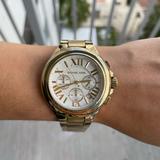 Michael Kors Accessories | Michael Kors Camille Mk5635 Used Gold Watch 43mm | Color: Gold/White | Size: 43mm