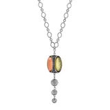 1928 Silver Tone Green, Peach & Yellow Spinner Mystic Necklace, Women's, Multi
