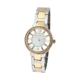 Ellen Tracy Women's Two Tone Gold Crystal Bezel Bracelet Watch