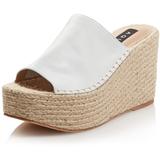 Jacy Platform Wedge Slide Sandals - White - Aqua Heels
