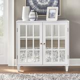 Kelly Clarkson Home Cynthia 2 Door Mirrored Accent Cabinet Wood in White, Size 34.0 H x 35.5 W x 19.0 D in | Wayfair