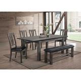 Red Barrel Studio® Bramble Hill 6-Piece Dining Set w/ Expandable Table Plus 4 Faux-Leather Side Chairs & Bench in Brown/Gray, Size 30.0 H in Wayfair
