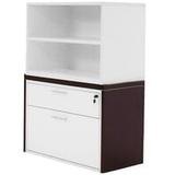 Modern Office Structures 36"W Mocha & White Modular Storage Tower w/Open Shelves