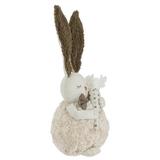 Northlight Seasonal Plush Easter Bunny Rabbit Holding A Carrot Spring Figure in Brown/White, Size 14.0 H x 7.0 W x 5.0 D in | Wayfair