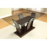 Wade Logan® Ameema Pedestal Dining Table Wood/Glass in Brown, Size 31.0 H x 72.0 W x 42.0 D in | Wayfair E0B8B0ABF3334CD6A2C7DA78C99A19BD