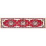 Red Area Rug - Bloomsbury Market Myers Oriental Machine Woven Area Rug, Synthetic in Red, Size 48.0 W x 0.5 D in | Wayfair