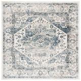 Blue Indoor Area Rug - Bungalow Rose Joren Oriental Ivory/Area Rug Polyester in Blue, Size 63.0 W x 0.35 D in | Wayfair