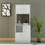 Latitude Run® Modern Kitchen Pantry w/ Buffet Cabinet, 4 Door & 1 Drawer, Cupboard Doors & Shelves, White Oak, Size 70.0 H x 16.0 W x 28.0 D in