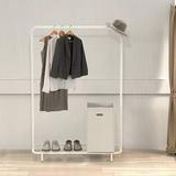 Rebrilliant Industrial Pipe Clothing Garment Rack w/ Bottom Shelves in White, Size 64.0 H x 42.75 W x 17.0 D in | Wayfair