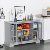 Red Barrel Studio® Modern Sideboard Console Table Buffet Server Storage Cabinet w/ Glass Doors For, Grey Wood in Brown/Gray | Wayfair