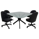 Latitude Run® M-235 Dinette Swivel Metal Caster Chairs - Crackle Glass - Black Vinyl - Black in Black/Gray, Size 29.75 H in | Wayfair
