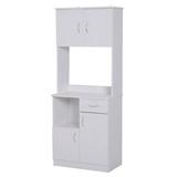 Latitude Run® Modern Kitchen Pantry w/ Buffet Cabinet, 4 Door & 1 Drawer, Cupboard Doors & Shelves, White Oak in Brown/White | Wayfair