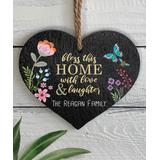 Personalized Planet Ornaments Charcoal - Black & Yellow 'Bless This Home' Personalized Name Heart Ornament