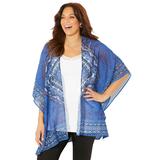 Plus Size Women's Scarf Print Kimono by Catherines in Dark Sapphire Graphic Placement (Size 4X/5X)