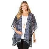 Plus Size Women's Scarf Print Kimono by Catherines in Black And White Print (Size 2X/3X)