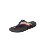 Wide Width Women's The Sylvia Soft Footbed Thong Sandal by Comfortview in Tropical Leaf (Size 11 W)