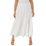 Plus Size Women's AnyWear Linen Flounce Skirt by Catherines in White (Size 0X)
