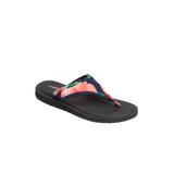 Wide Width Women's The Sylvia Soft Footbed Thong Sandal by Comfortview in Tropical Leaf (Size 7 W)