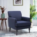 Accent Chair - Canora Grey Modern Accent Chair Upholstered Sofa, Single Sofa Couch Fabric Chair w/ Wood Legs & Flame Retardant Fabric in Blue | Wayfair