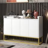 Everly Quinn Modern Sideboard Elegant Buffet Cabinet w/ Large Storage Space in White, Size 31.6 H x 47.2 W x 11.8 D in | Wayfair