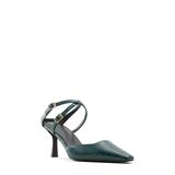 Who What Wear Ariana Croc Embossed Strappy Pump, Size 11 in Green at Nordstrom