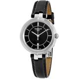 Flamingo Black Dial Black Leather Watch T0942101605100 - Black - Tissot Watches