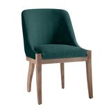 Lily Dining Chair - Wash Oak - Plush Velvet Evergreen