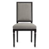 Callan Dining Chair - High Gloss Black - Brushed Canvas Cast Silver