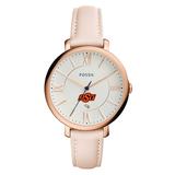 "Women's Fossil Pink Oklahoma State Cowboys Jacqueline Date Blush Leather Watch"