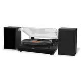 Jensen Decorative 3-speed Stereo Turntable w/ Separate Speakers & Dual Bluetooth, Metal in Black, Size 7.9 H x 14.17 W x 11.8 D in | Wayfair